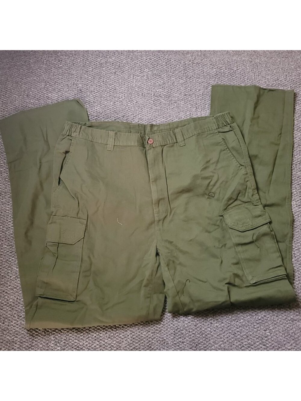 Boulder Creek Cargo Pants Mens 44 x38L Big Tall Khaki Elastic LL Chino Green y2K